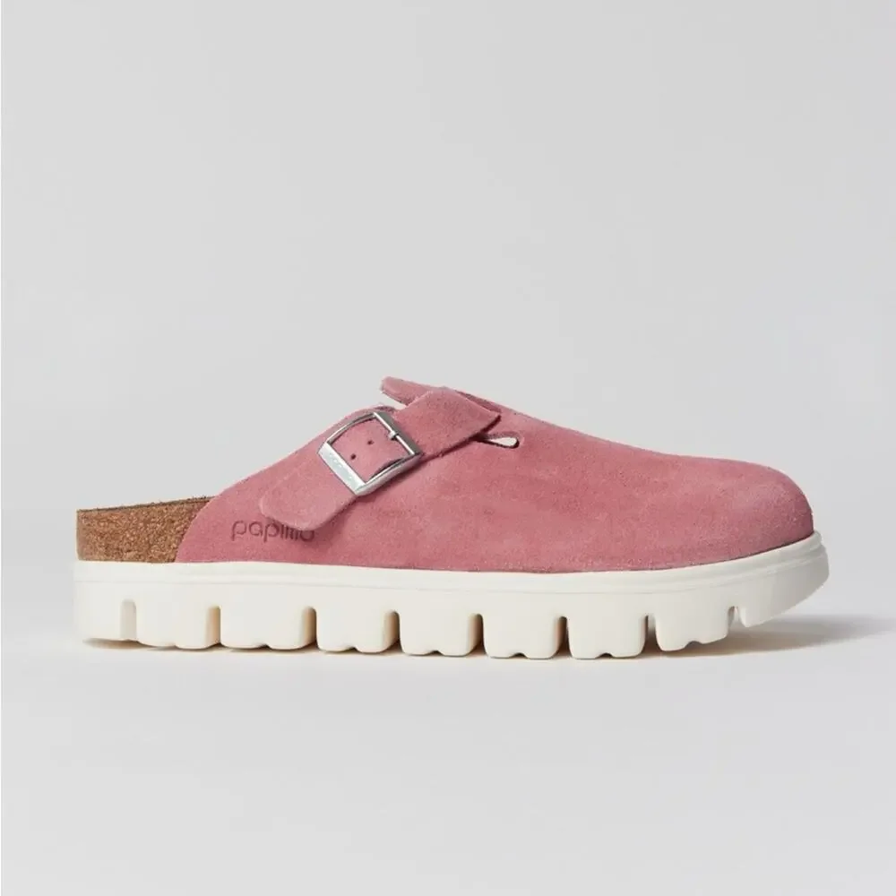 Birkenstock Papillio Boston Chunky Clog Suede Leather Candy Pink Size EU 38 NEW - Picture 4 of 16
